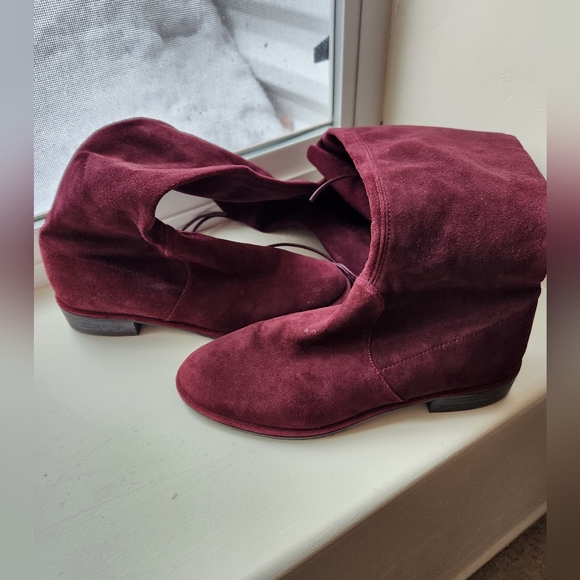 *Stuart Weitzman Suede Lowlands Burgundy Women's Size 4.5 - Picture 3 of 12